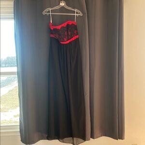 Elegant Black and Red Strapless Dress